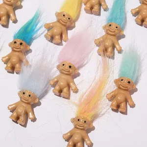 Mini figurines de poupées <span class=keywords><strong>troll</strong></span> vintage, jouets amusants pour enfants, 3 cm, couleur unie, figurines de famille, jouets poupées moches - Product Image 2
