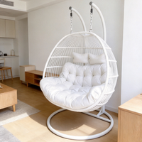 Fauteuil suspendu moderne avec coussin en peluche doux, support métallique, chaise hamac intérieure/extérieure pour chambre, balcon, jardin