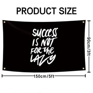 โรงงานขายส่งธงขนาด 3x5 ฟุต (90x150 ซม.) ผ้าคุณภาพพรีเมียม พิมพ์ลายด้วยเทคนิค Dye Sublimation ความสำเร็จไม่ได้เกิดขึ้นง่ายๆ ธงสำหรับผู้ที่มุ่งมั่น - Product Image 3