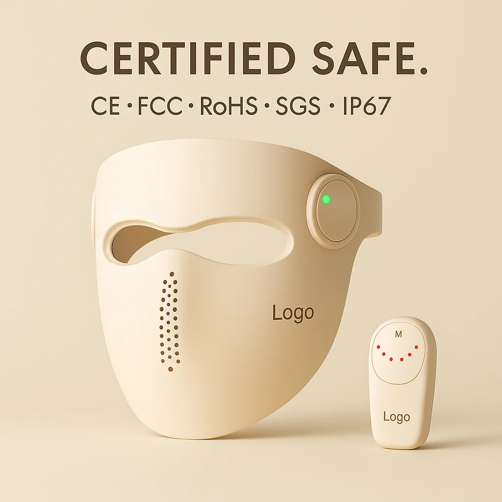 Export-Ready Silicone LED Face Mask with Waterproof Design and 2-Year Warranty for Appearance Firming & Texture Refining