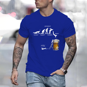 Camiseta informal de manga corta con cuello redondo para hombre, tela de punto de 180 gramos, taza de cerveza de miércoles, letra Gráfica Impresa para fiestas de barbacoas - Product Image 6