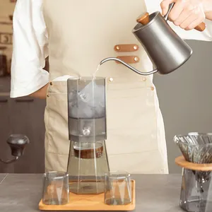 思悦500毫升黑色美式便携式玻璃八角形冷滴咖啡壶，带可重复使用的不锈钢过滤器9131