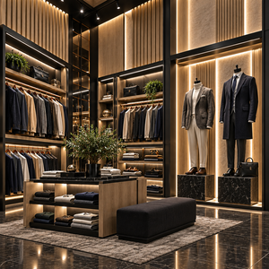 Muebles Personalizados para Tienda de Ropa Masculina, Conjunto Completo de Accesorios de Exhibición para Boutique, Diseño de Interiores para Tiendas de Moda - Product Image 1