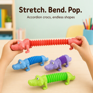 Jouet crocodile extensible à presser, jouet sensoriel anti-stress, tube pop crocodile pour enfants, cadeau de fête, jouet alligator - Product Image 2