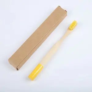 Custom Logo Bamboo Toothbrush Soft Bristle With Wooden Toothbrush Holder Kids Brush