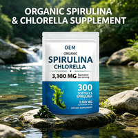 Complément Alimentaire Spiruline Chlorelle en Gélules Molles 3100mg Équivalent par Portion, 300 Gélules