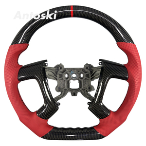Intérieur de voiture de luxe pour H1 H3, volant personnalisé en cuir rouge de qualité supérieure, véritable fibre de carbone, support intelligent LED - Product Image 1