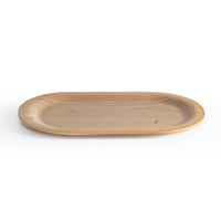 Plateau de service ovale en bois écologique de qualité alimentaire, plateau de rangement durable pour desserts et tasses