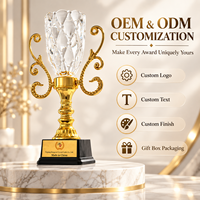Trophée en cristal cannelé transparent avec logo personnalisé pour événement, anniversaire, souvenir
