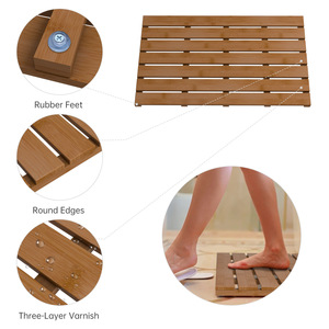 <b>Large</b> bamboo and wood bathroom <b>mat</b>, non-slip, hollowed-out, waterproof footrest, square bamboo floor <b>mat</b> wholesale, solid wood. - Product Image 3