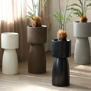 Hot Sale Indoor Outdoor Decorative Ceramic Big Planter Nordic Garden Home Decor Fiber Clay Pot