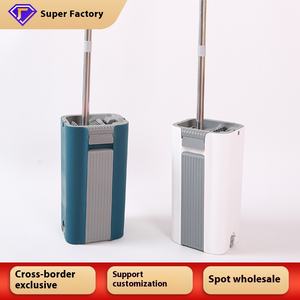 Nettoyeur de sol en microfibre à pression automatique One-Push Magic Flat Mop avec seau en acier pliable - Product Image 2