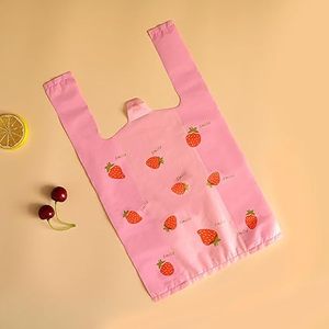 Bolsas de Plástico para Fresas Huamaohengchun, Color Rosa, para Compras, Restaurantes, Tiendas de Conveniencia, con Asas, al por Mayor, 9.8x16.5 Pulgadas - Product Image 2