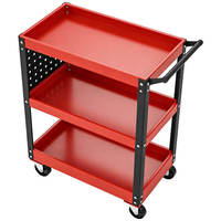 Chariot à outils métallique robuste à 3 niveaux, bleu, chariot roulant utilitaire à 4 roues, chariot de service industriel pour atelier, garage, OEM/ODM