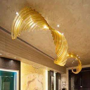 Kunden spezifische Kunst glas LED Kronleuchter Luxus hängende Decke Pendel leuchte für Projekt Restaurant Hotel Bankett Korridor 2022