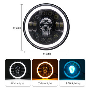 Sistema de Iluminación para Motocicleta Skull Ghost de 7 Pulgadas, Luces LED de 12 Voltios, Faro Delantero Blanco para Motocicletas - Product Image 2