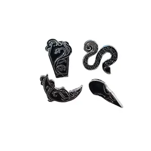 Custom Soft Enamel Lapel Pin Souvenir Whole Set Black Snake Metal Badge Clothes Decoration Gift