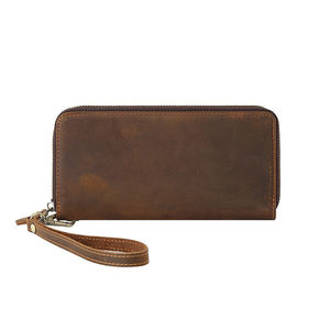 Portefeuille long AndoBag pour homme, en cuir de vache véritable rétro, porte-cartes, porte-monnaie à fermeture éclair, pochette 1396 - Product Image 2