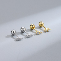 Anting Tusuk Model Petir Trendy Berlapis Emas 18K Perak Sterling 925, Anting Minimalis Perak Sterling