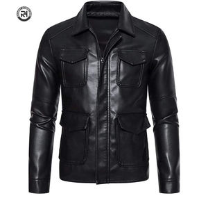 แจ็กเก็ตบอมเบอร์หนังสำหรับผู้ชายแฟชั่นฤดูใบไม้ผลิพร้อมโลโก้ด้านหน้าสำหรับผู้ใหญ่ขนาดสีทึบปรับแต่งได้ราคาสมเหตุสมผล2025 - Product Image 3