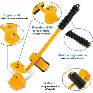 Kit de levage de meubles avec 4 patins, capacité de 150 kg, en acier, pour déplacer les meubles lourds - Product Image 3