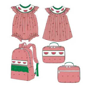 New Arrival Popular Girls Summer Dress Custom Smock Watermelon Printed Girls Dress