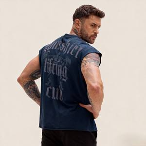 制造商定制 220gsm 无袖男士衬衫 DTF DTG 印花健身运动训练健身加码男士背心 - Product Image 2