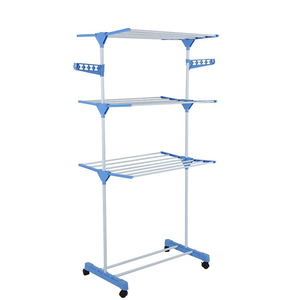 Séchoir à <span class=keywords><strong>linge</strong></span> pliable, support de séchage sur roulettes, portable, en acier inoxydable, <span class=keywords><strong>pour</strong></span> l'intérieur et l'extérieur - Product Image 1