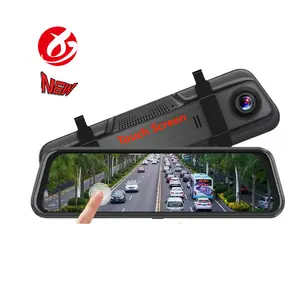 Kamera dasbor tampilan belakang mobil, kamera belakang Full Hd 1080p layar sentuh 10 inci dengan lensa ganda