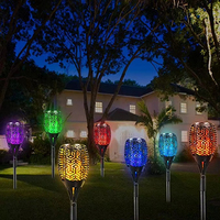 Mini torche à 33 LED à effet de flamme vacillante, alimentée par énergie solaire, étanche IP65, batterie au lithium 600mAh, double mode, décoration de jardin, patio, pelouse
