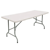 Table pliante rectangulaire en plastique HDPE portable sur mesure de 1,8 m, robuste, pliable en deux, pour le camping, les pique-niques, le jardin, les expositions
