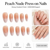 YD42 Kaixin – Faux ongles à presser longs, amande, rose nude, brillants, en ABS, couvrance totale, réutilisables, personnalisables – Vente en gros