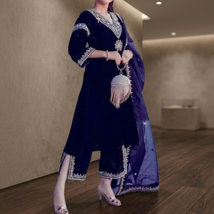 Vestido Casual para Mujer con Bordado Zari y Decoración de Encaje - Product Image 4