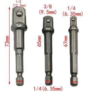 Pexmartools 1/4 "3/8" 1/2 "mở rộng ổ cắm Hex Shank khoan bit bar adapter cờ lê Hex Bit thiết lập công cụ điện CR-V ổ cắm Adapter - Product Image 6