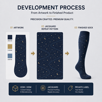 Chaussettes de compression montantes personnalisées à motif céleste 15-20 20-30 mmHg en tricot jacquard OEM ODM Marque privée Bien-être