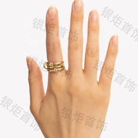 Bague tendance LOZRUNVE en cuivre plaqué or 18 carats avec petits cercles connectés pour femme