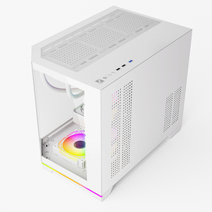 Boîtiers d'ordinateur Micro MATX noir et blanc, tours RGB pour <span class=keywords><strong>PC</strong></span> <span class=keywords><strong>gamer</strong></span>, châssis de bureau, boîtiers de <span class=keywords><strong>PC</strong></span> gaming - Product Image 5