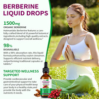 Hatmanlabs 60ml Gouttes liquides d'extrait de berbérine naturelle végétalienne, soutien immunitaire, santé digestive, complément de berbérine pour femmes