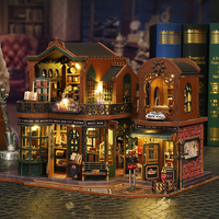 Kit de Bricolaje para Casa de Muñecas en Miniatura con Luz LED, Estilo Librería Mágica, Venta al por Mayor