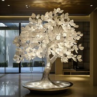 Sculpture d'arbre personnalisée en acier inoxydable de grande taille, Arbre à argent, pour bureau de vente, hôtel, extérieur, finition miroir, sculpture créative artificielle