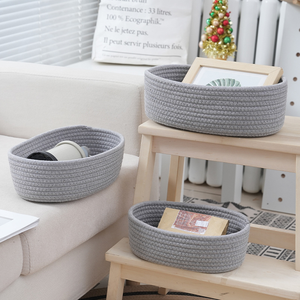 Taille personnalisée, panier de rangement simple tissé en corde de coton, organisateur pliable pour le ménage, les jouets pour enfants, les vêtements de bébé - Product Image 2