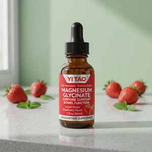 Gouttes liquides de glycinate de magnésium à haute absorption, 60 ml, favorise la fonction intestinale et la santé digestive, délicieuse saveur fraise. - Product Image 1