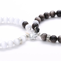 JD GEMS Vente en gros de bijoux en pierre naturelle : Bracelet tête de chat en coquillage papillon, Perles rondes en œil de chat, pour cadeau de couple et d'amis