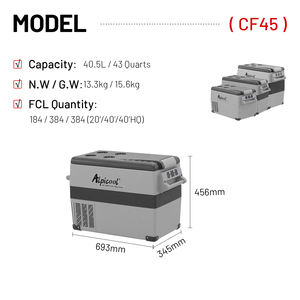 Alcocool-refrigerador eléctrico portátil <span class=keywords><strong>CF45</strong></span> dc 12v para coche, nevera, congelador, compresor de refrigeración para vehículo - Product Image 4