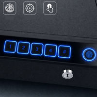 Caja Fuerte para Pistola con 3 Métodos de Desbloqueo: Huella Dactilar, Código y Llave, Acceso Rápido, Antirrobo, Tapa Abatible, Acero, Almacenamiento para Hogar, Mesita de Noche, Auto, Directo de Fábrica