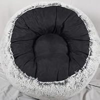 Fauteuil pouf monoplace en fausse fourrure écologique et durable, garni de mousse à mémoire de forme, design moderne pour appartement et école