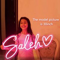 Letrero de Neón LED Personalizado de Alta Gama con Nombre, Luz de Corazón Saleh para Decoración de Dormitorio o Cuarto de Niñas