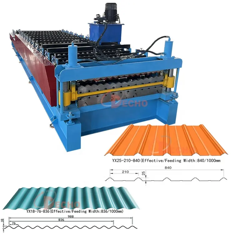 Yüksek hızlı manuel adım alüminyum sırlı metal çinko kiremit oluklu çatı panel levha yapma makinesi rulo şekillendirme makineleri