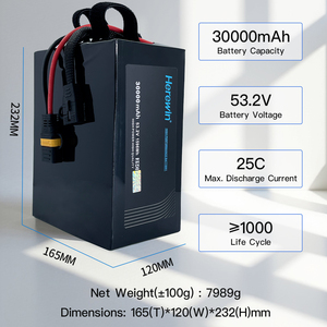 แบตเตอรี่ลิเธียมโพลิเมอร์กำลังสูง Herewin 30000mAh 53.2V 14S สำหรับโดรนพ่นยา AI UAV และอากาศยาน Herewin 53.2V - Product Image 3