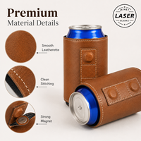 Manchon isotherme personnalisé en similicuir magnétique gravable au laser de 12 oz avec aimant pour cadeaux d'entreprise